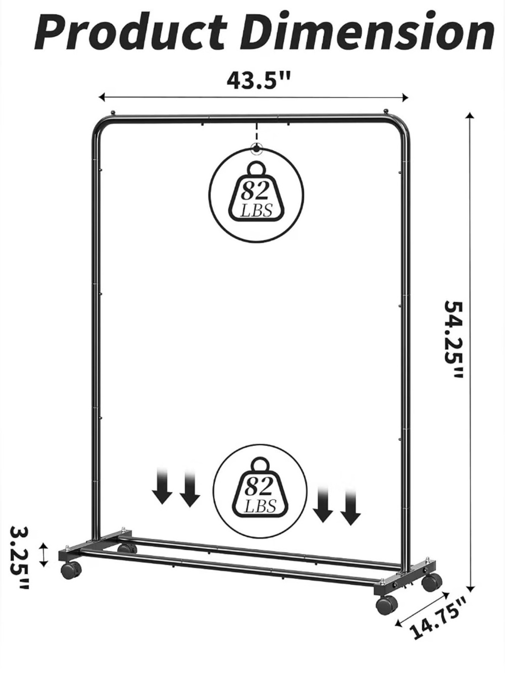 Black Metal Garment Rack - Portable Clothing Rack w/Bottom Shelf - New in box! - Picture 2 of 5